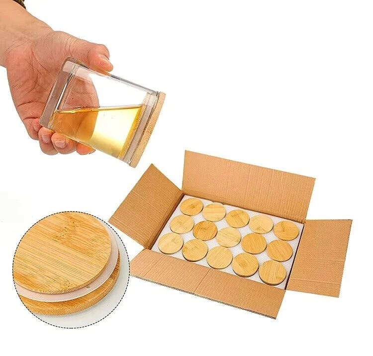 15 Pack 7oz Clear Candle Jars with Bamboo Lids – Thick Glass Empty Jars for Maki - Image 3 of 4