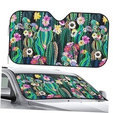 Front Window Car Sun Shade Windshield- Cactus Cacti Flower Abstract Foldable