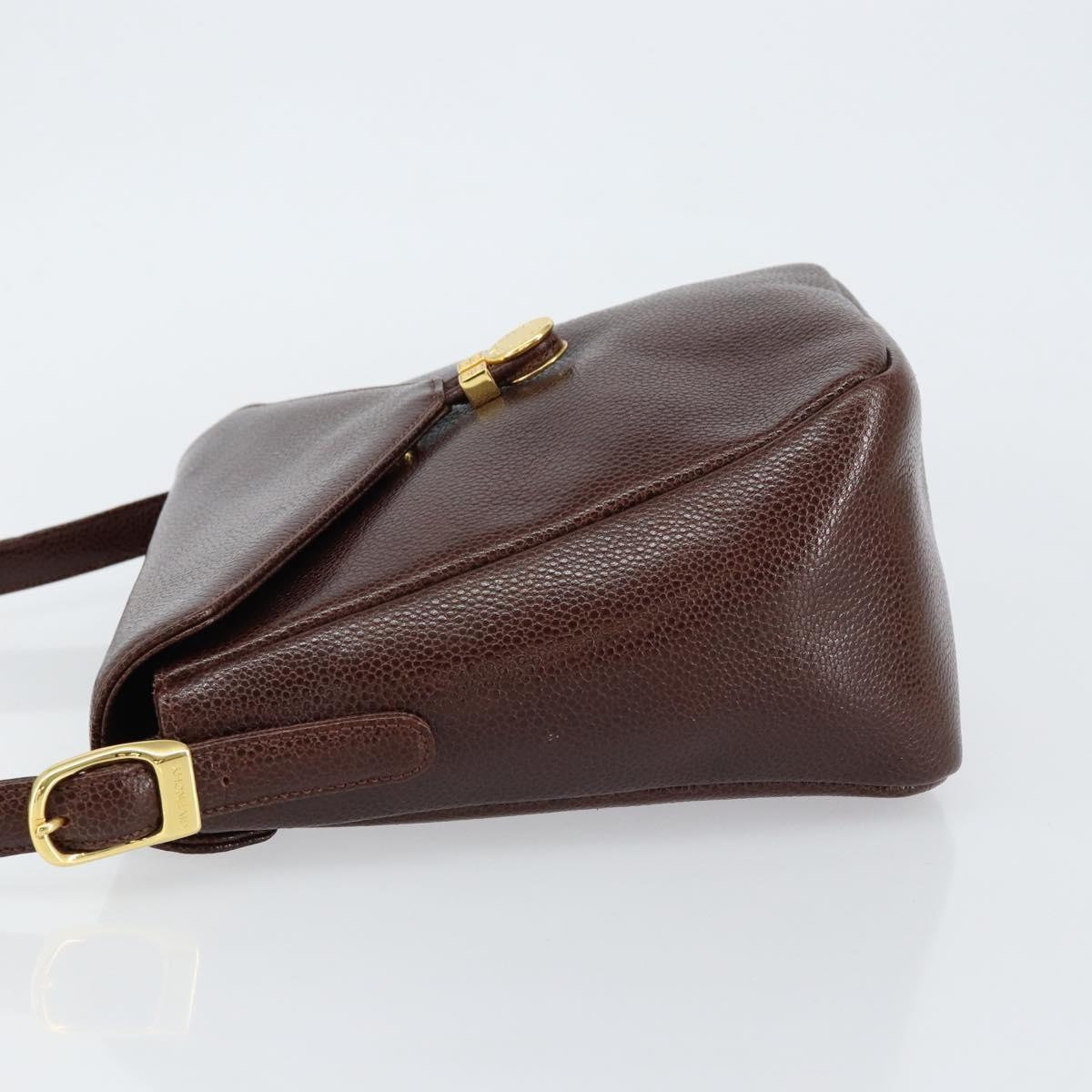 GIVENCHY Shoulder Bag Leather embossed Dark Brown Gold Auth am9398 image 4