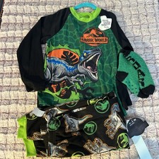 Jurassic World 3 pcs boys pajamas With Warm Socks Size Small New