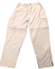 Simms Convertible Pants Mens L Khaki Nylon Zip Off Cargo Fishing Hiking