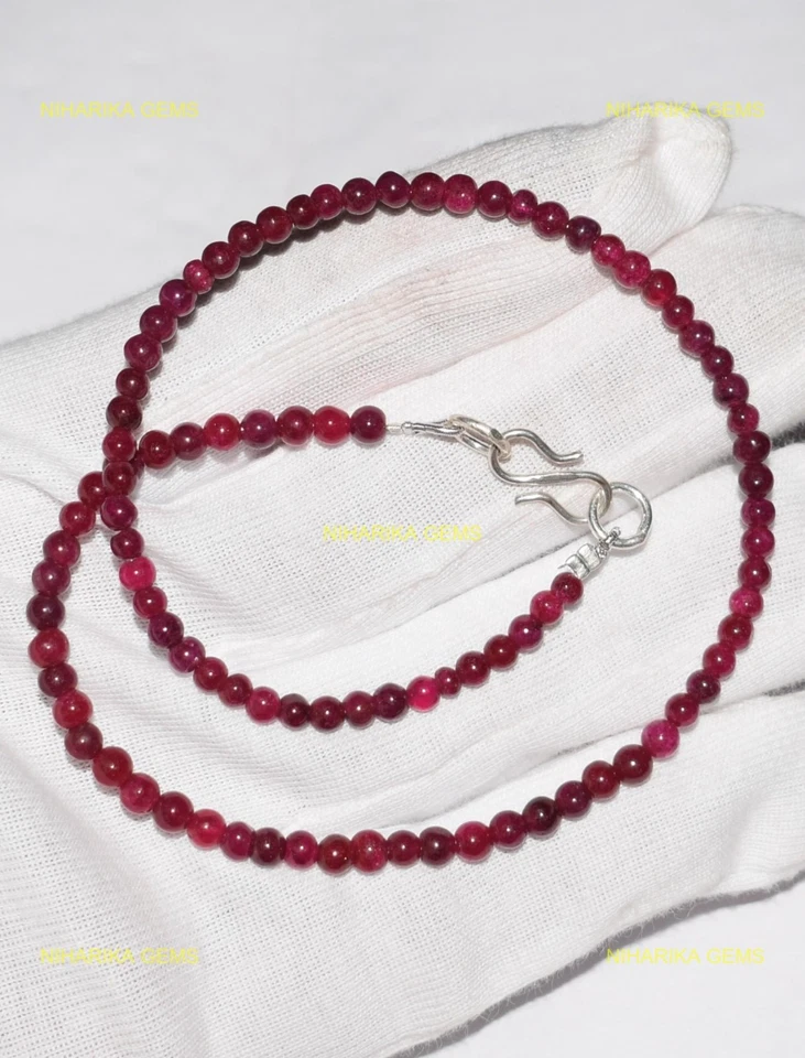 Argento Sterling Laboratrio Rubino Colorato Gemma Perline Nero Friday Moglie - Immagine 3 di 4