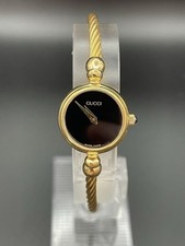 Gucci 2700L Watch Quartz Women's Black Dial Swiss Made Round Vintage NM Japan
