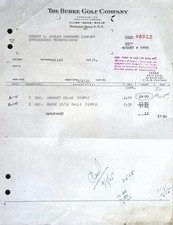 Vintage 1935 Burke Golf Company Invoice Oakmo...