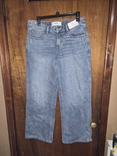Hollister Low-Rise Baggy Blue Denim Women's Jeans Medium Wash Button Zip 6R/28