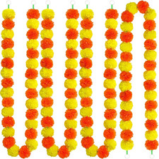 3 Pcs Marigold Garland for Decoration, 5 Feet Artificial Marigold Flowers Garlan