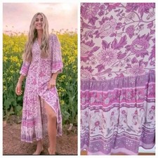 Spell & The Gypsy Lilac Mossy Boho Floral Gown Duster Maxi Dress XL 👇check