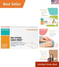 Smith and Nephew No-Sting Wipes, Alcohol-Free, 50 Wipes for Skin Protection