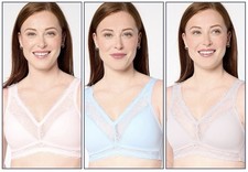 Breezies Soft Support Lace Wirefree Unlined Bra Set of 3 Size M Pastel A676780