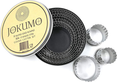 11 Piece Graduated Sizes Fluted Edge round Pastry/Cookie Cutter Set Heavy Duty 1