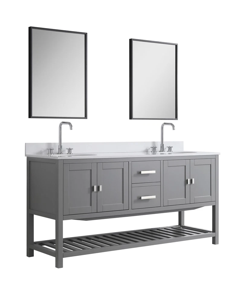 Mueble base tocador de baño Design Element Monaco 72" gris sin tapa Foto 4 de 4