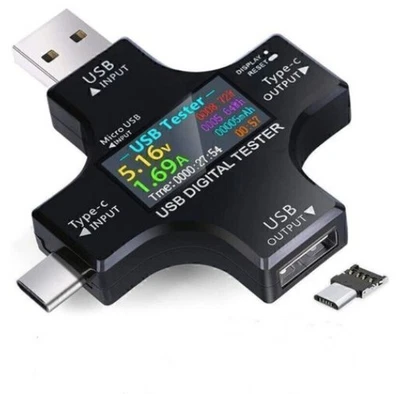 MARKENLOS USB C Tester, 2 im 1 Typ C USB Tester Farbbildschirm IPS Digitalmultimeter, SpG6