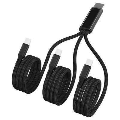 Multi USB C Cable 4FT, 3 in 1 Multiple Type C Charging,3A Splitter Black 