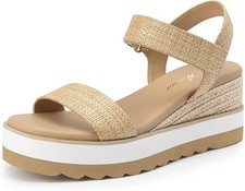 Espadrille Wedge Sandals Open Toe Ankle Strap Low Wedge Heel Platform Sandals
