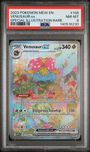 2023 POKEMON MEW EN-151 SPECIAL ILLUSTRATION RARE #198 VENUSAUR EX PSA 8