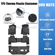 ToughPRO Front + 2nd Row + 3rd Row Mats Compatible With Cadillac Escalade 2006 ESV 2nd Row Bench Seating Weather Heavy Duty Made Usa Black Rubber