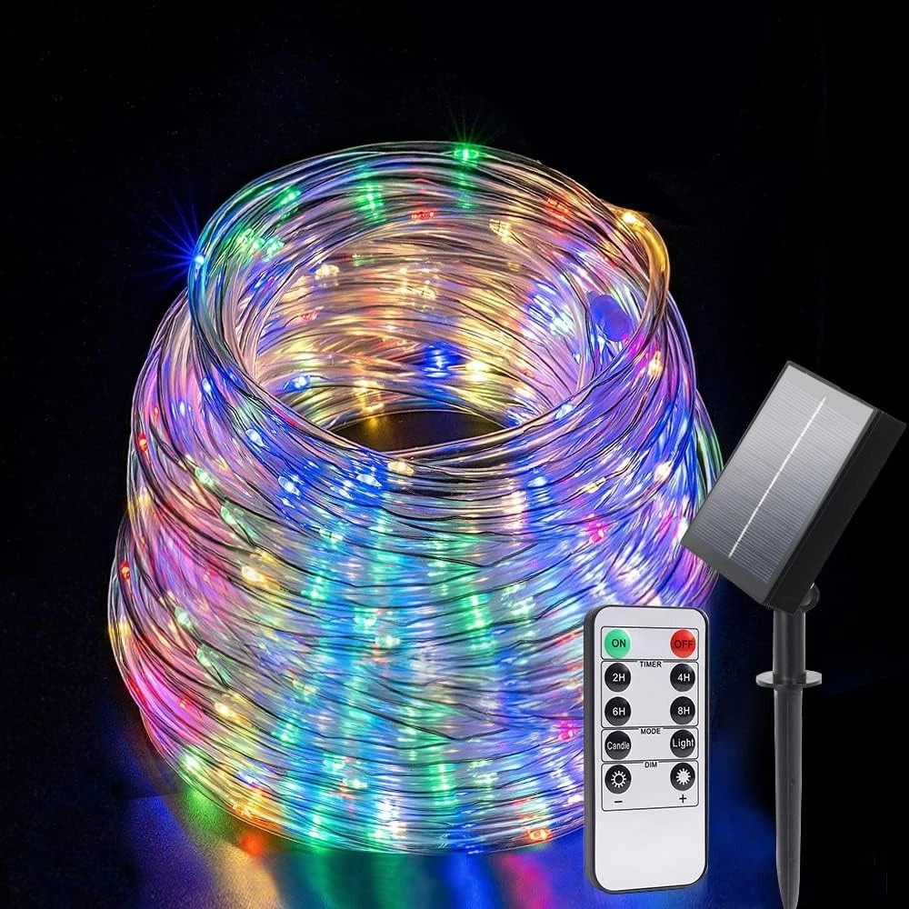 66 FT Solar Rope RGB Lights Outdoor Fairy String Lights Garden Decor 200 LED