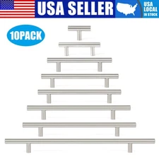 10PCS 2"-16'' Stainless Steel Kitchen Cabinet Drawer Door Handles T Pulls Bar 