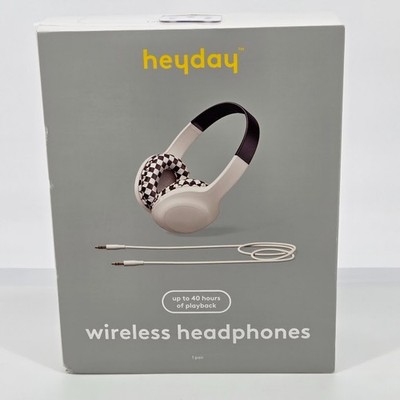 Heyday Wireless On-Ear Headphones with Microphone - Brown Checkered - New