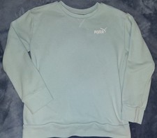 PUMA Light Green Sweatshirt Cotton Crew Neck Long Sleeve Size L 14/15 