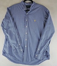 Polo Ralph Lauren Mens Shirt Blue White Gingham Check Long Sleeve Classic Fit XL