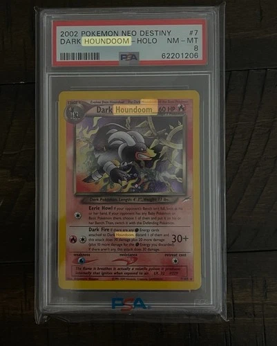 PSA 8 Pokémon TCG Dark Houndoom 7/105 1st Edition Neo Destiny Holo Rare