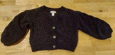 Cat jack Girls Knit Sweater Black Button-up Sparkles Poly/nylon Sz 2T