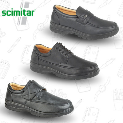 Herren Scimitar Formelle Schuhe Schürze Sattel Slipper Spitze Touch Riemen Schwarz Schule