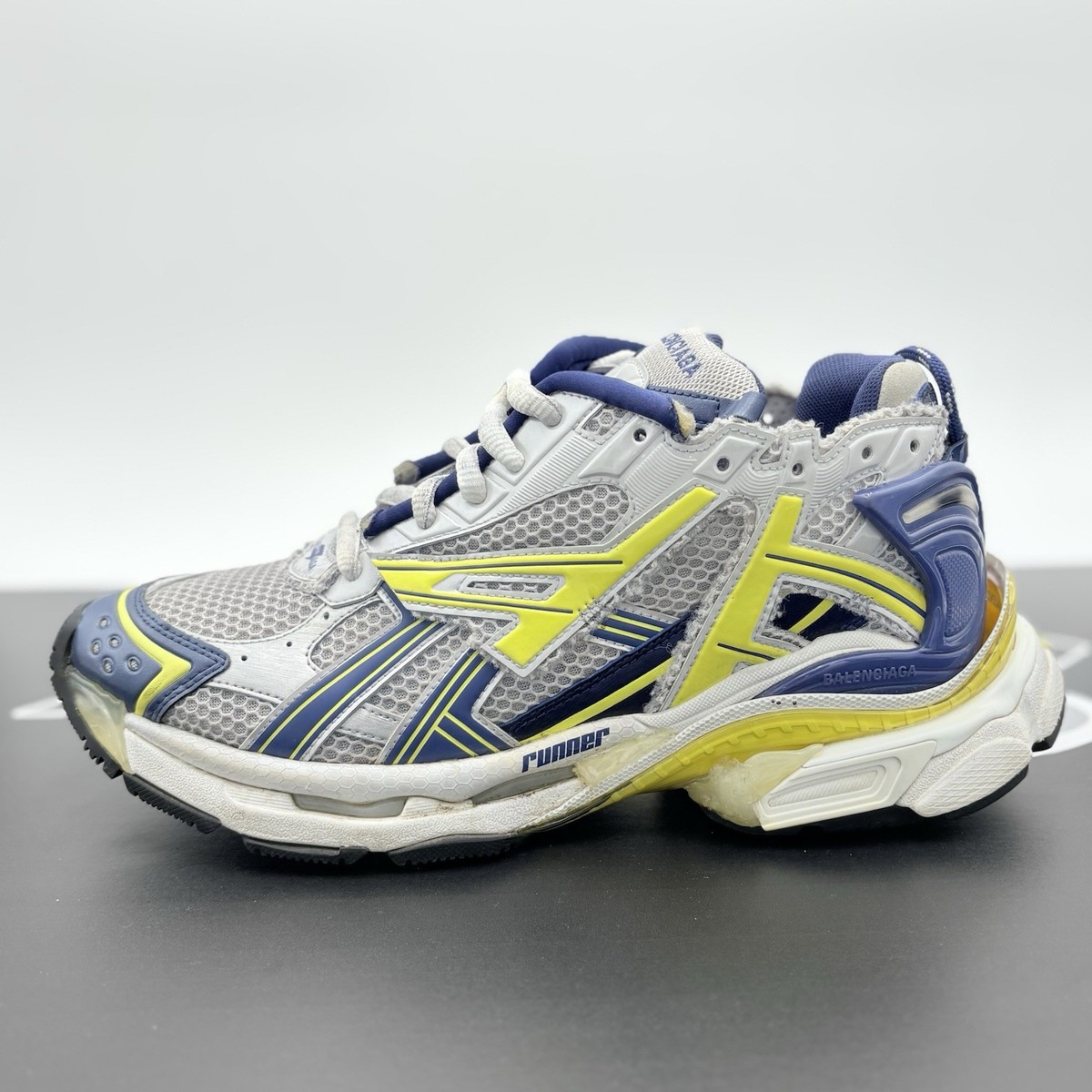 Size 44 (11 US) - Balenciaga Runner ' White Blue Yellow ' | SUPER