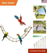 Enchanting 12-Step Wooden Bird Ladder Bridge - Perfect for Small Pets at Play