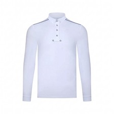 Polo à Col Montant Patte de Boutonnage Polo Manches Longues pour Hommes