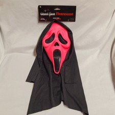 RARE Ghost Face Neon Pink Fluorescent Scream Mask Fun World 2022 New Halloween