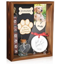 Pet Memorial Shadow Box Dog Memorial Shadow Box Picture Frame with Clay Pet P...