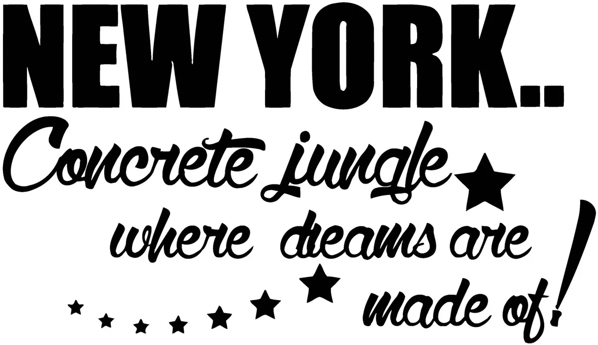 New York Concrete Jungle Lyrics Music Bedroom Decal Wall Art