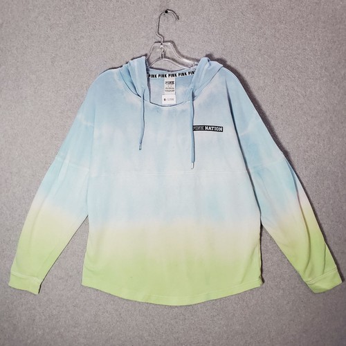 Pink Victorias Secret Women Sweatshirt S Blue Ombre Tie Dye Hoodie Logo