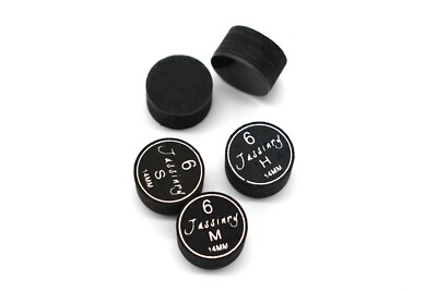 Billard Cue Tip Queue Leder Klebeleder CLEAR BLACK 6 Schichten  14 mm H M S