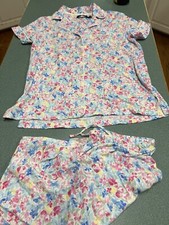 Womens Lauren Ralph Lauren 2PC Pajama Set White Floral Top Shorts Small