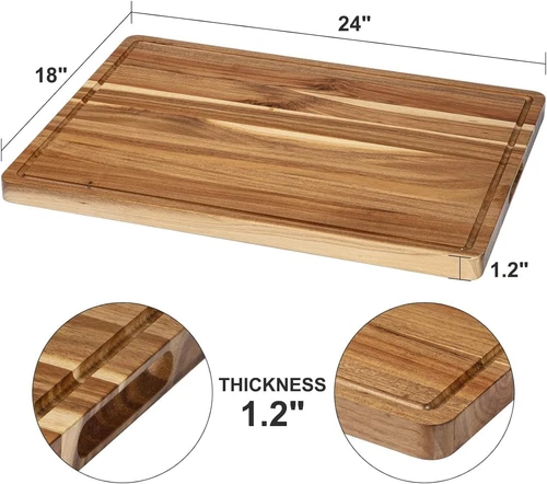 24x18 Extra Large Bamboo Cutting Board with Side Handles and Juice Groove - Picture 3 of 8