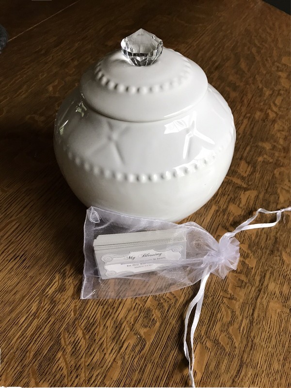 Ceramic Blessings Jar with bag and cards - Cookie Jar - Brand New