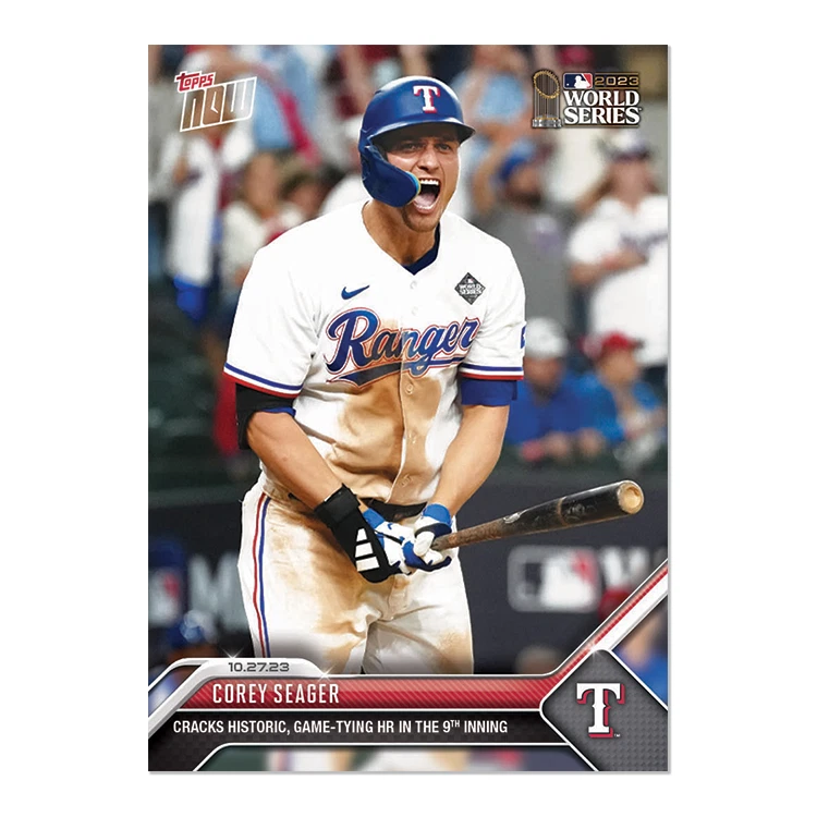 COREY SEAGER World Series HR em 9º 2023 Topps Now #1051 Texas Rangers, PR: 1374 - Imagem 3 de 4