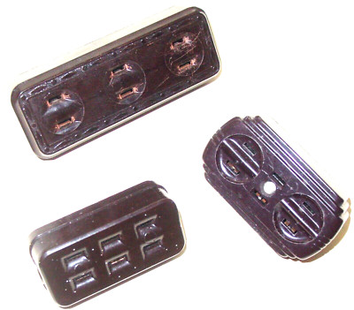 3 Vintage Triple Tap 3 Outlet Plug Adapter Splitters Art Deco Brown Bakelite US
