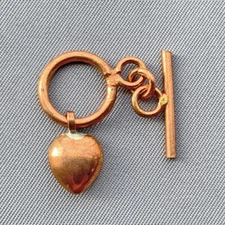Heart Charm 17x12mm Toggle Clasps Solid Copper Q6 Per Pkg
