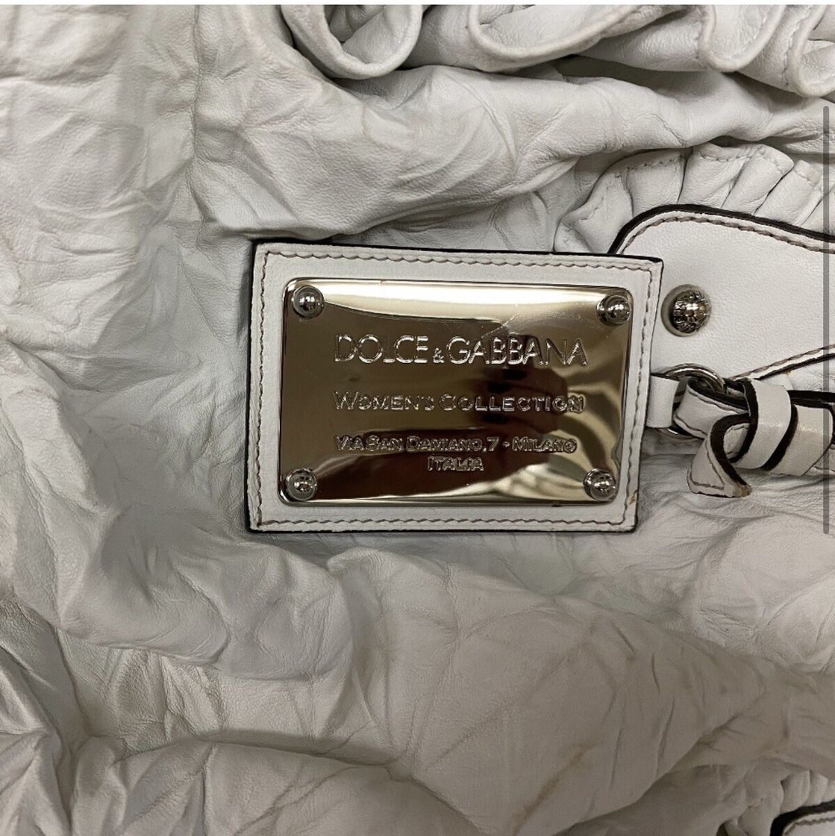 Vintage Dolce Gabbana Large Miss Rouche White leather Vintage Dolce Gabbana Large Miss Rouche White leather
