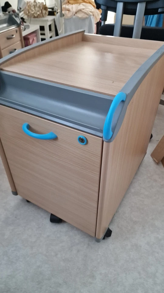 Moll Rollcontainer, Hängeregister, Holz, Hochwertig, Hellblau