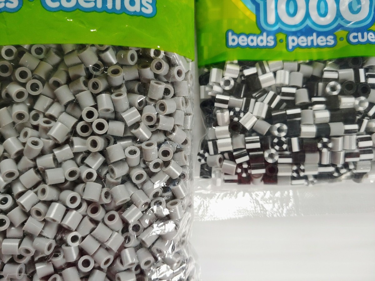 Perler Beads Lot 6000 pc Grey 1000 pc Striped Newsprint