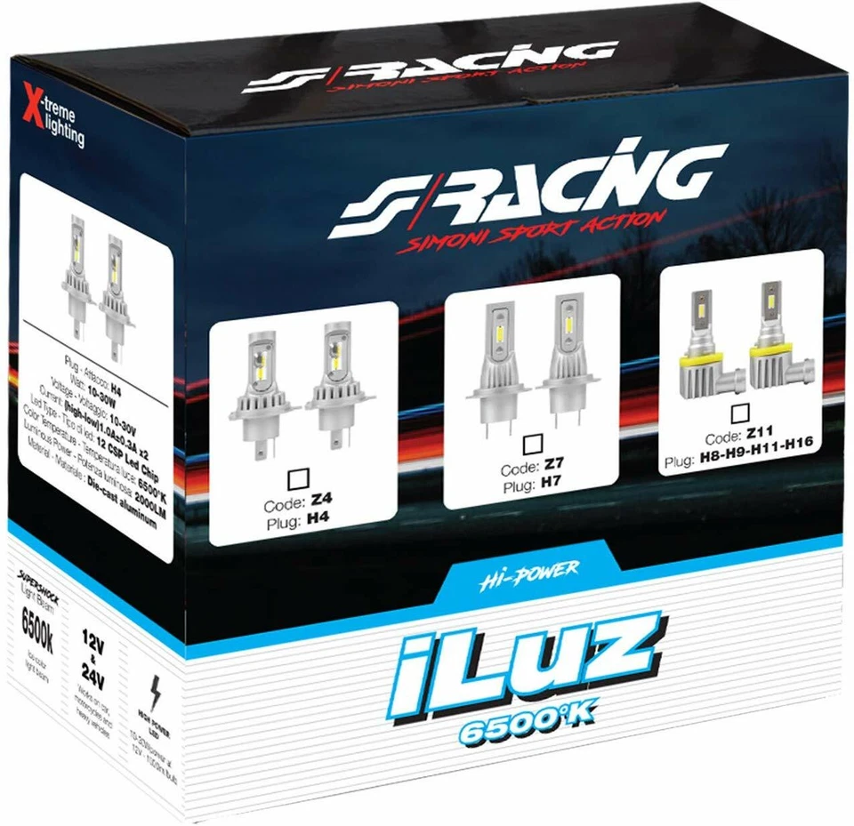 Kit Conversione LED Coppia Lampade H11 H8 H9 H16 iLuz 6500K 10-30W Simoni Racing - Immagine 2 di 2