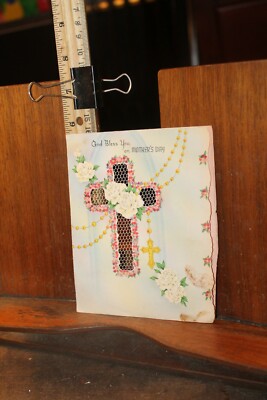 Vintage God Bless You On Mother's Day Cross Cutout 