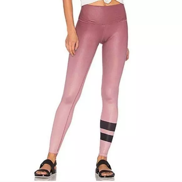 ALO Airbrush Legging ombre PInk Striped stripe Pant m Yoga Hi rise Run  Gradiant