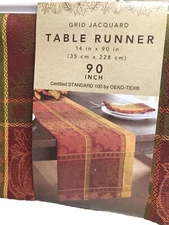 Pumpkin Grid Jacquard 90-inch Autumn Fall Table Runner-Bed Bath & Beyond-Thanks