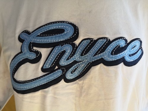 Camisa De Colección Y2K Enyce XL Azul Blanco Logo Spellout Gruesa Urbana Hip Hop ST24 - Imagen 5 de 8